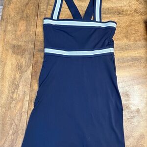 Lou & Grey Navy Blue Mini Dress with Light Blue Accents